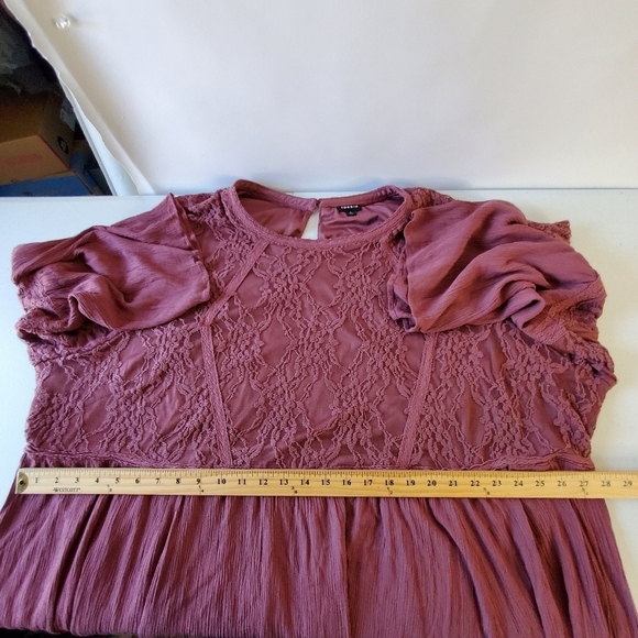 Torrid Peplum Bell Sleeve Top Size 6X Stretch Lace Knit Bodice Fairycore Tunic - Picture 10 of 15